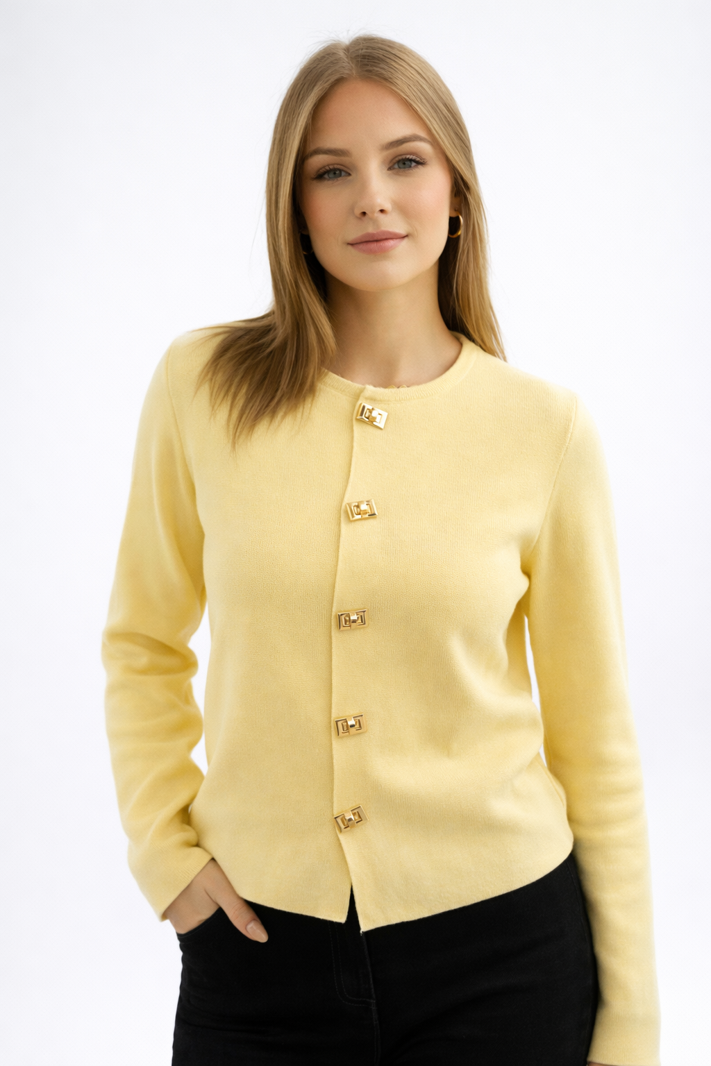 Gilet à manches longue et boutons dorés